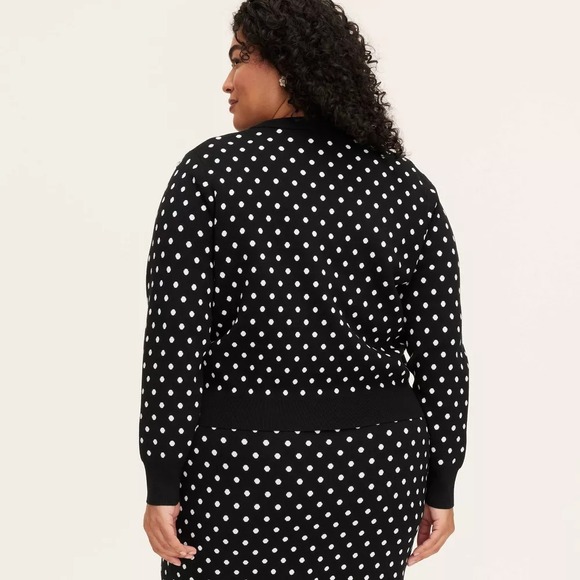 KATE SPADE NEW YORK x TARGET Sz 3X Mini Polka Dot Button Up Cardigan Black/White - Picture 2 of 6